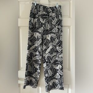 Calvin Klein Black and White Leaf Print Pants